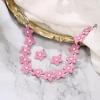 imageBriLove Unique Chic Flower Cluster Statement Necklace Dangle Earrings Jewelry Set for Women Costume Cosplay Party AccessoriesPink