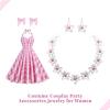 imageBriLove Unique Chic Flower Cluster Statement Necklace Dangle Earrings Jewelry Set for Women Costume Cosplay Party AccessoriesWhite