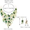 imageBriLove Wedding Bridal Leaf Cluster Jewelry Set for Women Crystal Flower Enamel Statement Necklace Dangle EarringsEmerald Color GoldTone