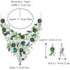 imageBriLove Wedding Bridal Leaf Cluster Jewelry Set for Women Crystal Flower Enamel Statement Necklace Dangle EarringsEmerald Color SilverTone