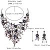 imageBriLove Wedding Bridal Leaf Cluster Jewelry Set for Women Crystal Flower Enamel Statement Necklace Dangle EarringsPurple BlackTone