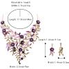 imageBriLove Wedding Bridal Leaf Cluster Jewelry Set for Women Crystal Flower Enamel Statement Necklace Dangle EarringsPurple GoldTone