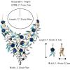 imageBriLove Wedding Bridal Leaf Cluster Jewelry Set for Women Crystal Flower Enamel Statement Necklace Dangle EarringsSapphire Color GoldTone