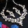 imageBriLove Wedding Bridal Simulated Pearl Necklace Earrings Jewelry Set for Women Filigree Vine YNecklace Dangle Earring Clear SilverTone