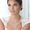 imageBriLove Wedding Bridal Simulated Pearl Necklace Earrings Jewelry Set for Women Filigree Vine YNecklace Dangle Earring Clear SilverTone