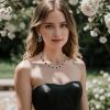 imageBriLove Wedding Jewelry Set for Women Bride Necklace Earrings Crystal Teardrop Oval Cluster Bridal Bridesmaid Party PromBlack SilverTone