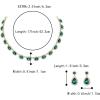 imageBriLove Wedding Jewelry Set for Women Bride Necklace Earrings Crystal Teardrop Oval Cluster Bridal Bridesmaid Party PromEmerald Color GoldTone