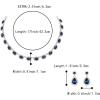 imageBriLove Wedding Jewelry Set for Women Bride Necklace Earrings Crystal Teardrop Oval Cluster Bridal Bridesmaid Party PromSapphire Color SilverTone