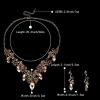 imageBriLove Womens Costume Fashion Crystal Floral Vine Leaf Statement Necklace Dangle Earrings SetChampagne GoldTone