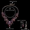 imageBriLove Womens Costume Fashion Crystal Floral Vine Leaf Statement Necklace Dangle Earrings SetDeep Amethyst Color GoldTone