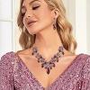 imageBriLove Womens Costume Fashion Crystal Floral Vine Leaf Statement Necklace Dangle Earrings SetDeep Amethyst Color GoldTone