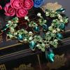 imageBriLove Womens Costume Fashion Crystal Floral Vine Leaf Statement Necklace Dangle Earrings SetEmerald Color GoldTone