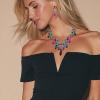 imageBriLove Womens Costume Fashion Crystal Floral Vine Leaf Statement Necklace Dangle Earrings SetMulticolor GoldTone