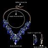 imageBriLove Womens Costume Fashion Crystal Floral Vine Leaf Statement Necklace Dangle Earrings SetRoyal Blue GoldTone
