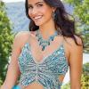 imageBriLove Womens Costume Fashion Crystal Floral Vine Leaf Statement Necklace Dangle Earrings SetTurquoise Color GoldTone