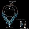 imageBriLove Womens Costume Fashion Crystal Floral Vine Leaf Statement Necklace Dangle Earrings SetTurquoise Color GoldTone