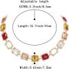 imageBriLove Womens Geometric Collar Necklace Irregular Rectangle Emerald Cut Cluster Stunning Crystal Simulated Pearl Statement Chunky Bib Necklace for PartyPink Multicolor GoldTone
