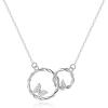 imageBriLove 925 Sterling Silver Cubic Zirconia Dainty Butterfly Double Circles Pendant Necklace for Women Mom Mothers DayValentines DayBirthdayChristmasAnniversaryClear SilverTone