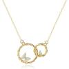 imageBriLove 925 Sterling Silver Cubic Zirconia Dainty Butterfly Double Circles Pendant Necklace for Women Mom Mothers DayValentines DayBirthdayChristmasAnniversaryClear 14K Gold
