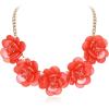 imageBriLove Flower Collar Necklace Shiny Floral Summer Beach Statement Bib Necklaces for Women Costume Prom JewelryOrange GoldTone
