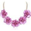 imageBriLove Flower Collar Necklace Shiny Floral Summer Beach Statement Bib Necklaces for Women Costume Prom JewelryPurple GoldTone