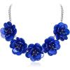 imageBriLove Flower Collar Necklace Shiny Floral Summer Beach Statement Bib Necklaces for Women Costume Prom JewelryRoyal Blue Silvertone