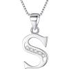 imageBriLove Gifts for Mom Women 925 Sterling Silver Cubic Zirconia 26 Initial Letter Alphabet Pendant Necklace for Mothers DayValentines DayBirthdayChristmasAnniversaryAlphabet S