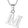 imageBriLove Gifts for Mom Women 925 Sterling Silver Cubic Zirconia 26 Initial Letter Alphabet Pendant Necklace for Mothers DayValentines DayBirthdayChristmasAnniversaryAlphabet M