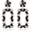 imageBriLove Gorgeous Sparkly Rhinestone Marquise Teardrop Flower Rectangle Geometric Statement Dangle Earrings for Women Party Daily WearBlack GoldTone