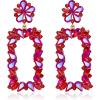 imageBriLove Gorgeous Sparkly Rhinestone Marquise Teardrop Flower Rectangle Geometric Statement Dangle Earrings for Women Party Daily WearFuchsia GoldTone