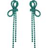 imageBriLove Sparkly Bling Rhinestones Earrings for WomenLong Linear Bow Tassels Dangle Party Prom Daily WearEmerald Color GreenTone