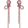 imageBriLove Sparkly Bling Rhinestones Earrings for WomenLong Linear Bow Tassels Dangle Party Prom Daily WearHot Pink GoldTone
