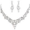 imageBriLove Wedding Bridal Simulated Pearl Necklace Earrings Jewelry Set for Women Filigree Vine YNecklace Dangle Earring Clear SilverTone