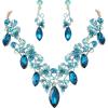 imageBriLove Womens Costume Fashion Crystal Floral Vine Leaf Statement Necklace Dangle Earrings SetTurquoise Color GoldTone