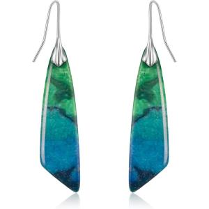 imageBriLove Dainty Elegant 925 Sterling Silver Natural Stone Unique Irregular Lightweight Dangle Drop Earrings Multiple Styles Jewelry for Birthday Party Gift02Natural StoneEmerald Color