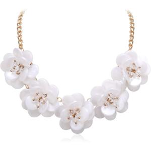 imageBriLove Flower Collar Necklace Shiny Floral Summer Beach Statement Bib Necklaces for Women Costume Prom JewelryClear GoldTone