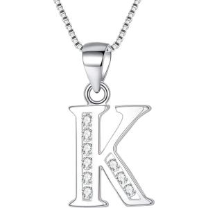 imageBriLove Gifts for Mom Women 925 Sterling Silver Cubic Zirconia 26 Initial Letter Alphabet Pendant Necklace for Mothers DayValentines DayBirthdayChristmasAnniversaryAlphabet K