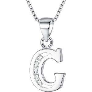 imageBriLove Gifts for Mom Women 925 Sterling Silver Cubic Zirconia 26 Initial Letter Alphabet Pendant Necklace for Mothers DayValentines DayBirthdayChristmasAnniversaryAlphabet G