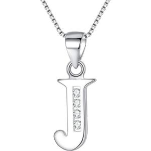 imageBriLove Gifts for Mom Women 925 Sterling Silver Cubic Zirconia 26 Initial Letter Alphabet Pendant Necklace for Mothers DayValentines DayBirthdayChristmasAnniversaryAlphabet J