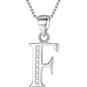 imageBriLove Gifts for Mom Women 925 Sterling Silver Cubic Zirconia 26 Initial Letter Alphabet Pendant Necklace for Mothers DayValentines DayBirthdayChristmasAnniversaryAlphabet F