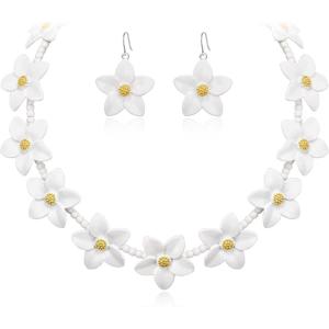 imageBriLove Unique Chic Flower Cluster Statement Necklace Dangle Earrings Jewelry Set for Women Costume Cosplay Party AccessoriesYellow