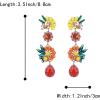 imageBriLove Colorful Flower Earrings for Women Bling Rhinestones Marquise Teardrop Cluster Floral Dangle Summer HolidayMulticolor GoldTone