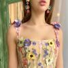 imageBriLove Colorful Flower Earrings for Women Bling Rhinestones Marquise Teardrop Cluster Floral Dangle Summer HolidayMulticolor GoldTone
