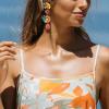 imageBriLove Colorful Flower Earrings for Women Bling Rhinestones Marquise Teardrop Cluster Floral Dangle Summer HolidayMulticolor GoldTone