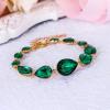 imageBriLove Shiny Gorgeous Womens Crystal Multi Teardrop Cluster Link Bracelet for Wedding Bridal Party Prom01Emerald Color GoldTone
