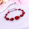 imageBriLove Shiny Gorgeous Womens Crystal Multi Teardrop Cluster Link Bracelet for Wedding Bridal Party Prom02Ruby Color SilverTone