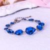 imageBriLove Shiny Gorgeous Womens Crystal Multi Teardrop Cluster Link Bracelet for Wedding Bridal Party Prom04Royal Blue SilverTone