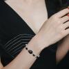 imageBriLove Shiny Gorgeous Womens Crystal Multi Teardrop Cluster Link Bracelet for Wedding Bridal Party Prom05Black SilverTone