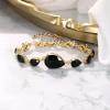 imageBriLove Shiny Gorgeous Womens Crystal Multi Teardrop Cluster Link Bracelet for Wedding Bridal Party PromBlack GoldTone