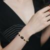 imageBriLove Shiny Gorgeous Womens Crystal Multi Teardrop Cluster Link Bracelet for Wedding Bridal Party PromBlack GoldTone